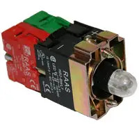 Illuminated Push Button Holder Block - w/LED Red - 110V NO/NC
