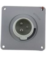 Pin and Sleeve Inlet - 20A, 277V, 5H, 2-Pole 3-Wire Grounding, Splashproof (IP44), Grey