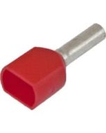 2 x 18 AWG Insulated Twin Ferrules - 8mm - Red - 500pcs
