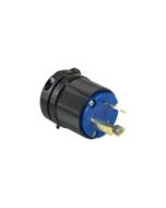 TWISTING MALE PLUG, 30A 250VAC 1PH, 2P3W, BLUE POLYCARBONATE