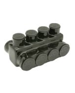 Aluminum Black Pre-Insulated Power Bar - Four Ports with Double Sided Conductor Entry 14 AWG - 2/0 AWG