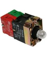 Illuminated Push Button Holder Block - w/LED Blue - 110V NO/NC