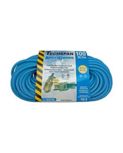100FT ArctiCord Blue Extension Cord, Single-Tap, 16/3, 10A, 1250W