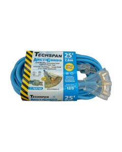 EXTENSION CORD COLD WTHR 3TAP BLUE 12/3 25FT