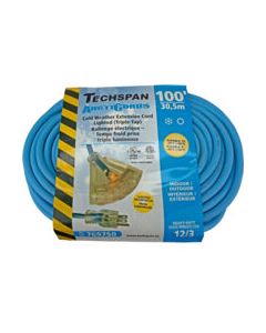 EXTENSION CORD COLD WTHR 3TAP BLUE 12/3 100FT