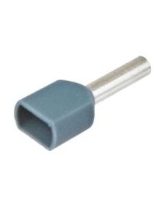 2 x 20 AWG Insulated Twin Ferrules - 8mm - Grey - 500pcs