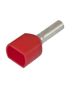 2 x 18 AWG Insulated Twin Ferrules - 8mm - Red - 500pcs