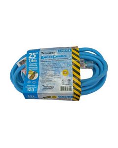 25FT ArctiCord Blue Extension Cord, Single-Tap, 12/3, 15A, 1875W