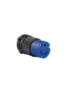 TWISTING FEMALE CONNECTOR, 30A 250VAC 1PH, 2P3W, BLUE POLYCARBONATE