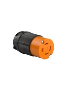 TWISTING FEMALE CONNECTOR, 30A 125/250VAC 1PH, 3P4W, ORANGE POLYCARBONATE