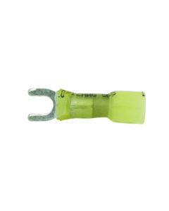 12-10GA (Yellow) 'Crimp/Solder/Shrink' Fork Terminals; #10 Stud (25pcs/pk) - CUL Approved
