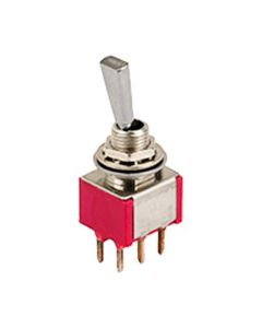 Switch Toggle On On Dpdt Flat Lever Pc Pins Thru-