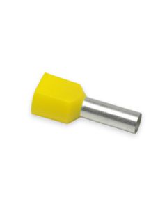2 x 10 AWG Insulated Twin Ferrules - 14mm - Yellow - 100pcs