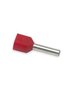 2 x 18 AWG Insulated Twin Ferrules - 10mm - Red - 500pcs