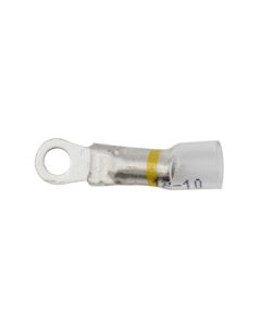12-10GA (Yellow Stripe) 'Crimp & Shrink' Ring Terminals; #10 Stud (25pcs/pk) - See-Thru Series