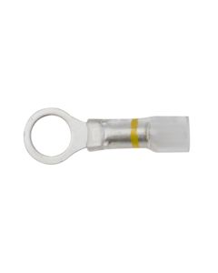 12-10GA (Yellow Stripe) 'Crimp & Shrink' Ring Terminals; 3/8" Stud (25pcs/pk) - See-Thru Series