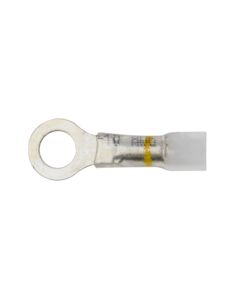 12-10GA (Yellow Stripe) 'Crimp & Shrink' Ring Terminals; 5/16" Stud (25pcs/pk) - See-Thru Series