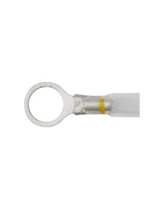 12-10GA (Yellow Stripe) 'Crimp & Shrink' Ring Terminals; 1/2" Stud (25pcs/pk) - See-Thru Series
