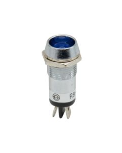 Blue Indicator/Pilot Light. For 12-24VDC Applications. Aluminum Housing, Fits Panels 5.1mm to 7.6mm Thick