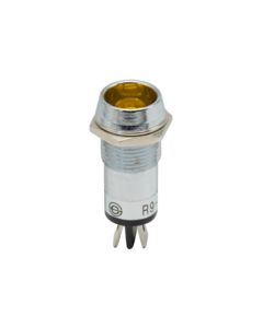 Amber Indicator/Pilot Light. For 12-24VDC Applications. Aluminum Housing, Fits Panels 5.1mm to 7.6mm Thick