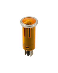 Amber Indicator/Pilot Light. For 12VDC Applications. Nylon Housing, Snap-In Type