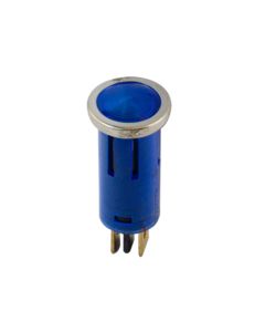 Blue Indicator/Pilot Light. For 12VDC Applications. Nylon Housing, Snap-In Type
