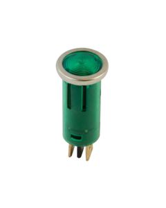 Green Indicator/Pilot Light. For 12VDC Applications. Nylon Housing, Snap-In Type