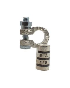 1/0GA Battery Terminal, Left Elbow (Tin-Plated Copper), Negative Polarity