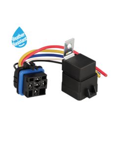 5-Terminal Weather-Resistant Relay & Pigtail Combination Pack; (12VDC), Form 'C' (SPDT) w/Mounting Bracket 40A|30A Resistor Suppressor